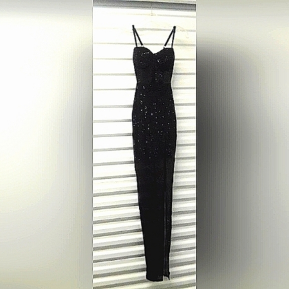 Windsor Taylor Black Beaded/Sheer Dress/Gown SZ XS - Picture 7 of 10